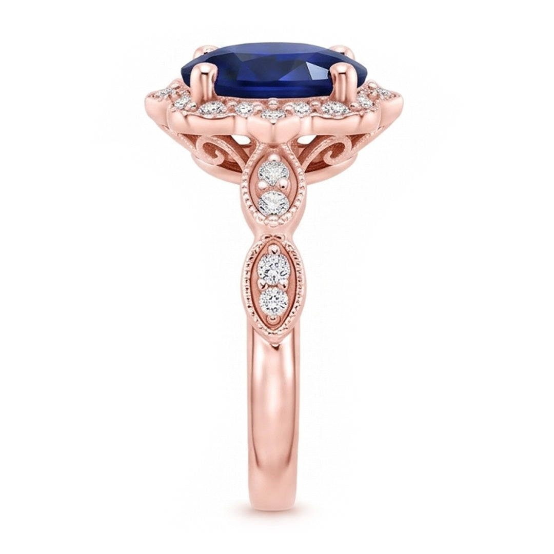 Natural Sapphire Ring 3.75ct - Rose Gold 14K