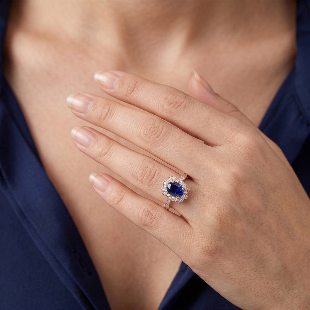 Natural Sapphire Ring 3.75ct - Rose Gold 14K