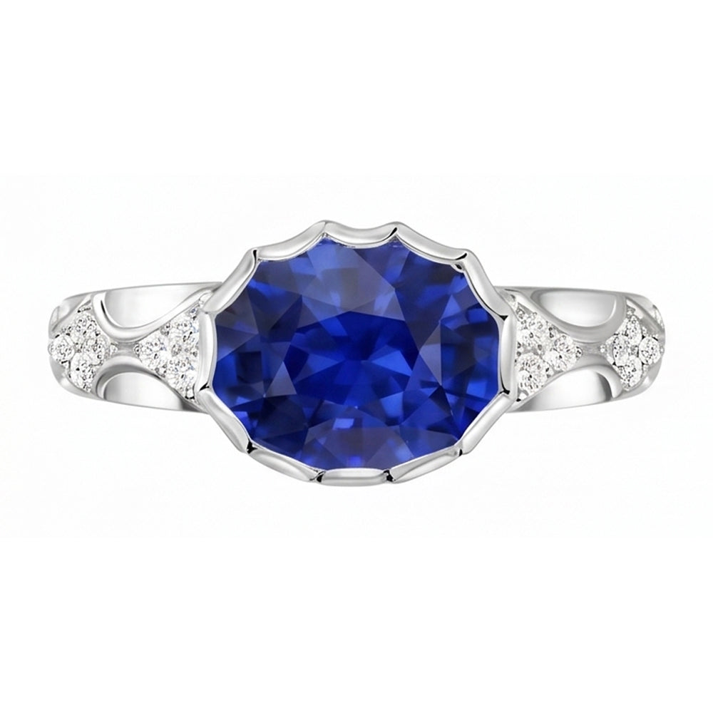 Natural Sapphire Ring 3.75ct - White Gold 14K