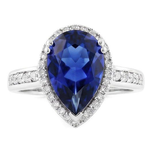 Natural Sapphire Ring 3.75ct - White Gold 14K