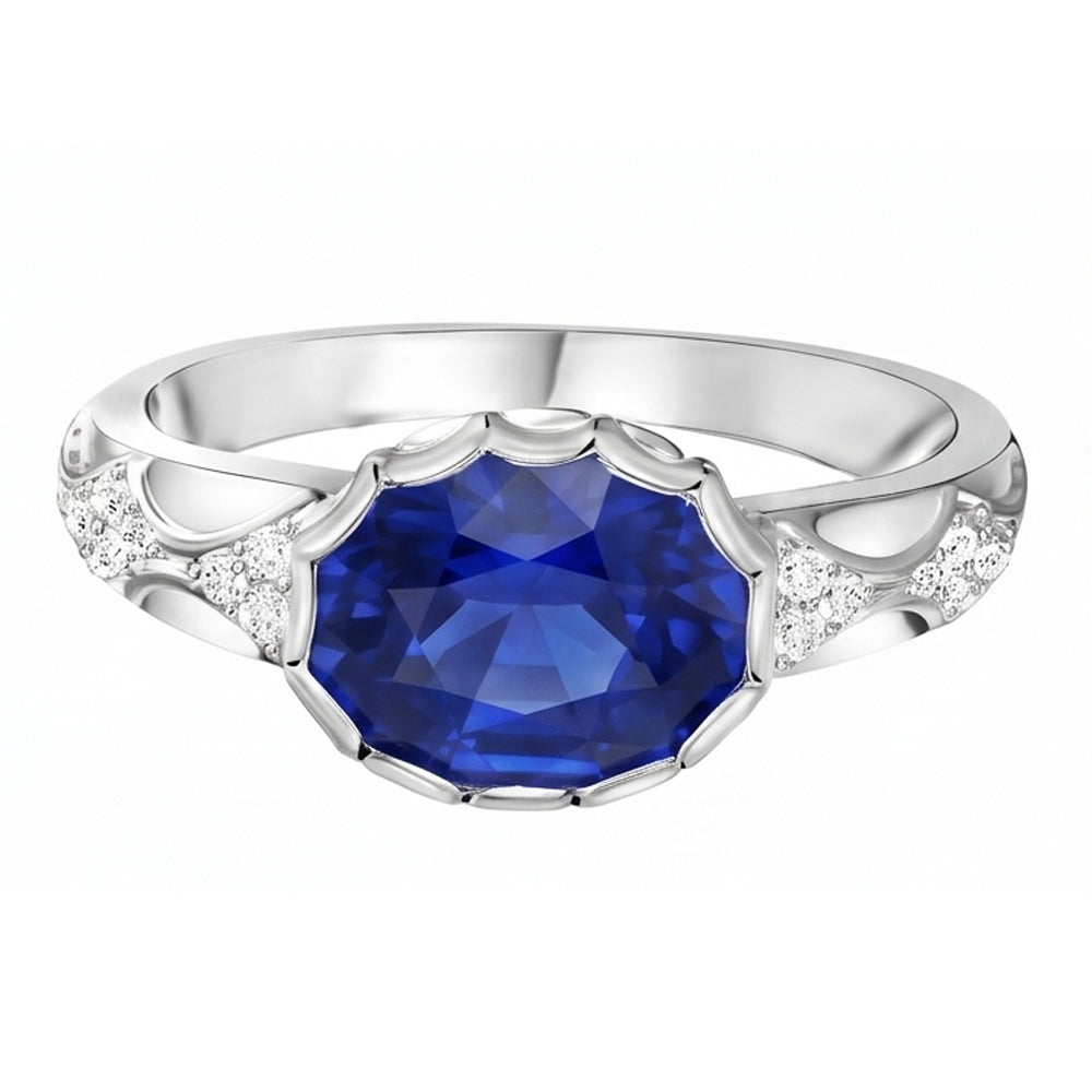 Natural Sapphire Ring 3.75ct - White Gold 14K