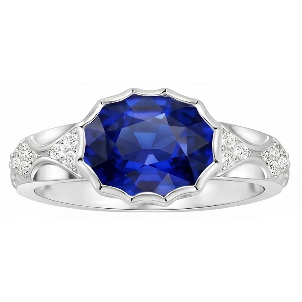 Natural Sapphire Ring 3.75ct - White Gold 14K