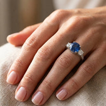 Natural Sapphire Ring 3.80ct - White Gold 14K