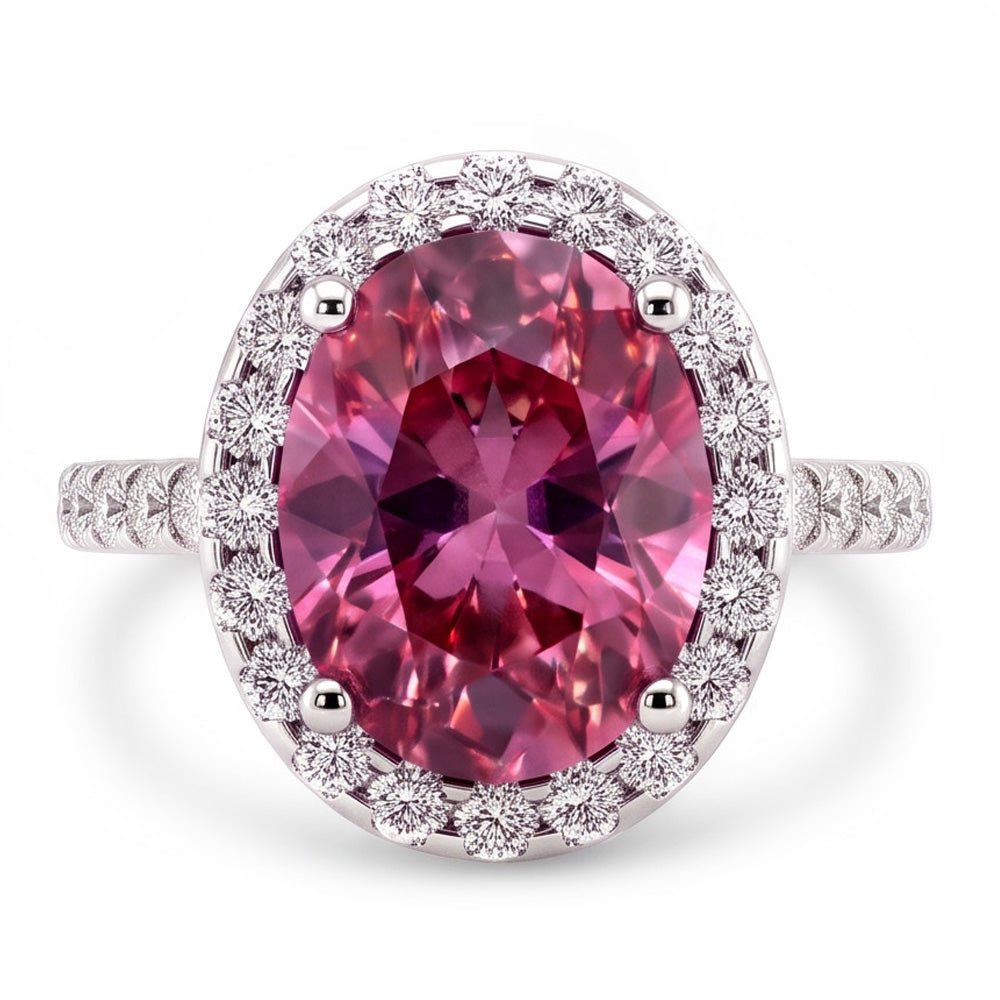 Natural Sapphire Ring 3.90ct - White Gold 14K
