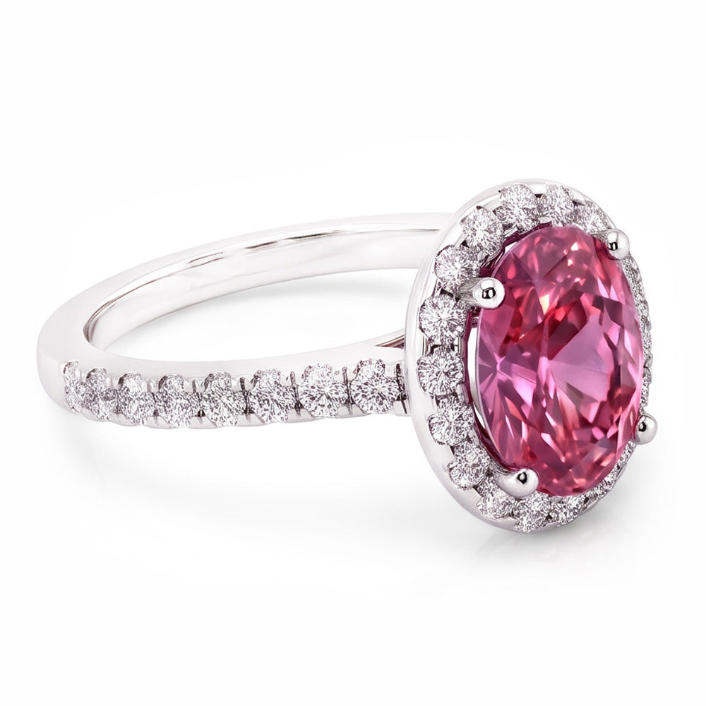 Natural Sapphire Ring 3.90ct - White Gold 14K