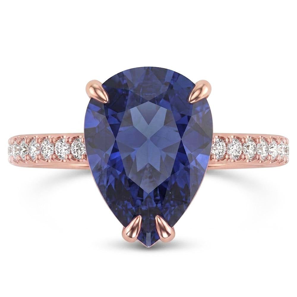 Natural Sapphire Ring 3ct - Rose Gold 14K