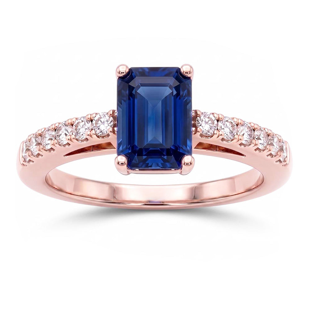 Natural Sapphire Ring 3ct - Rose Gold 14K