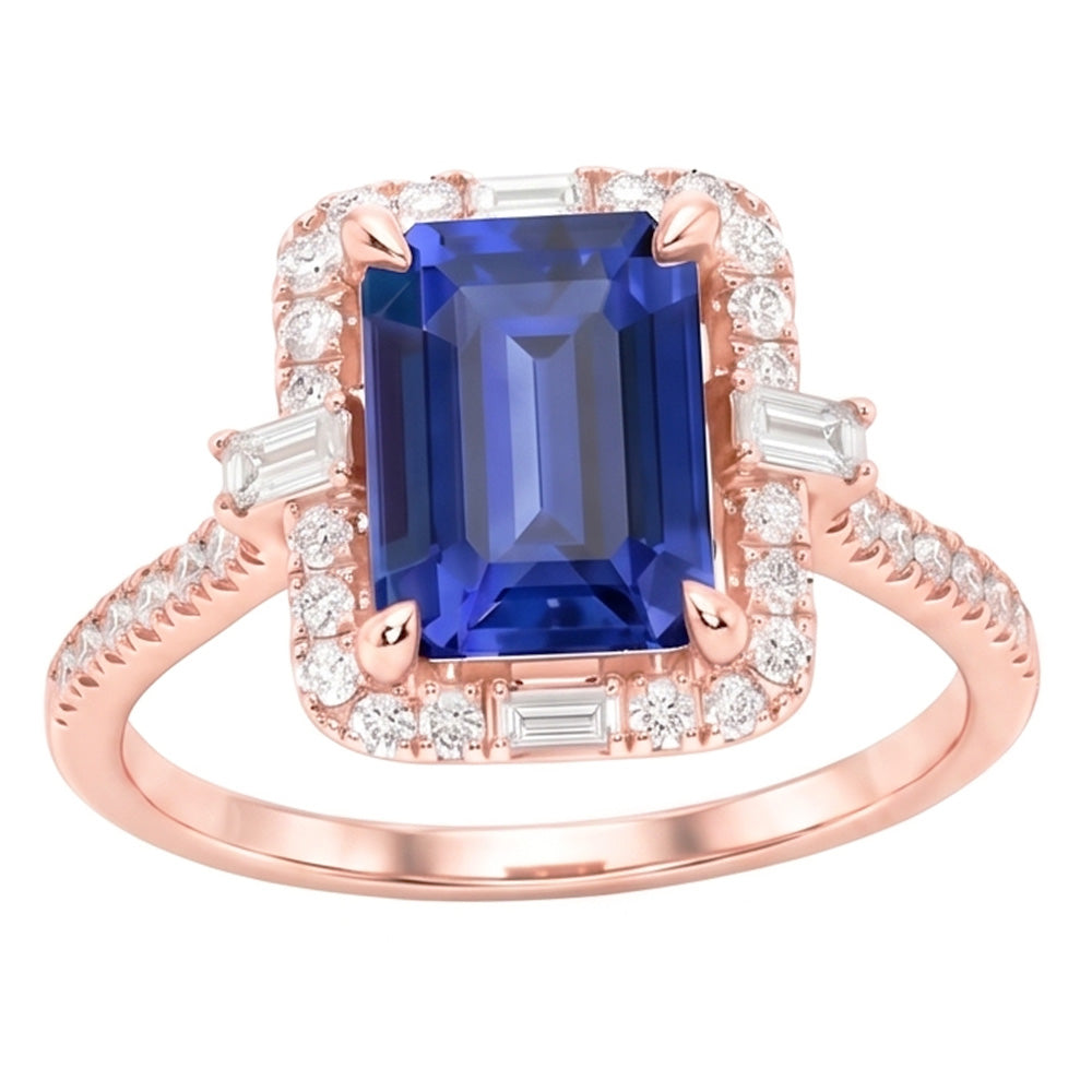 Natural Sapphire Ring 3ct - Rose Gold 14K