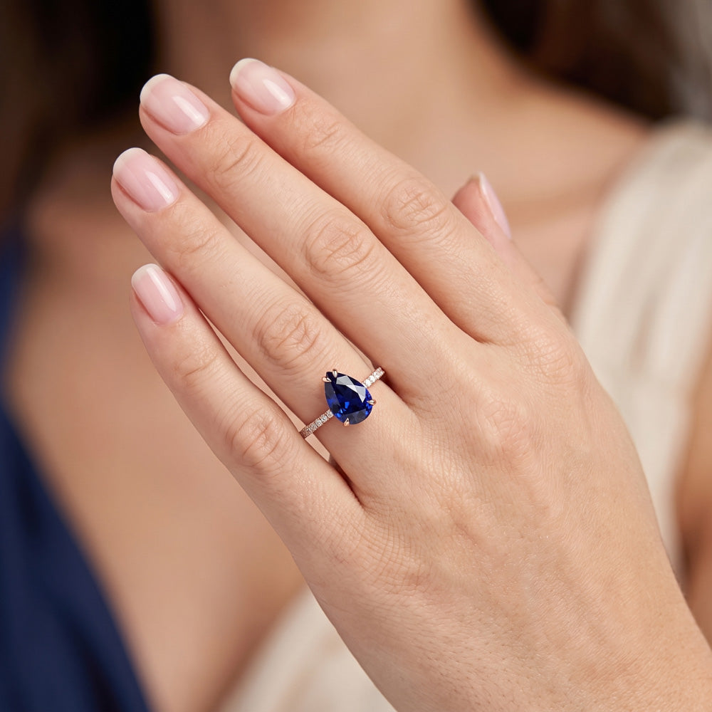 Natural Sapphire Ring 3ct - Rose Gold 14K