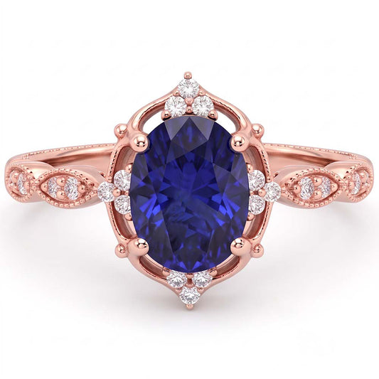 Natural Sapphire Ring 3ct - Rose Gold 14K