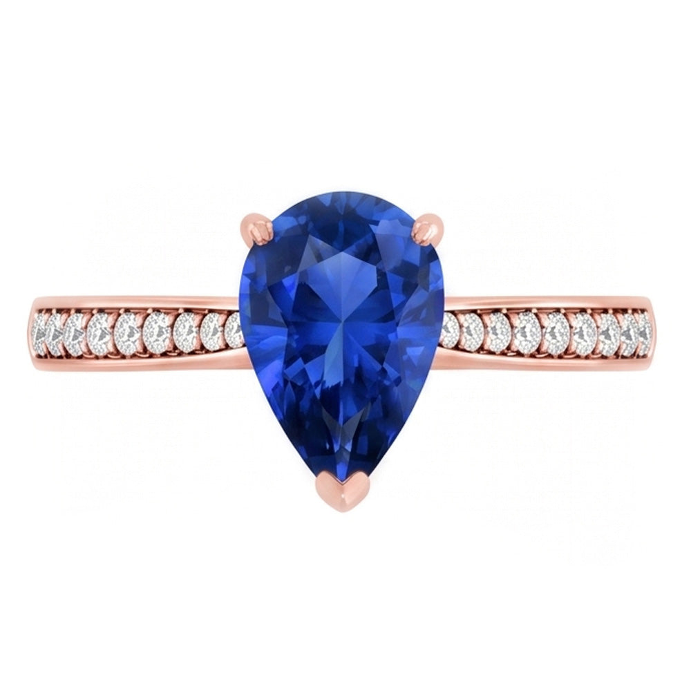 Natural Sapphire Ring 3ct - Rose Gold 14K