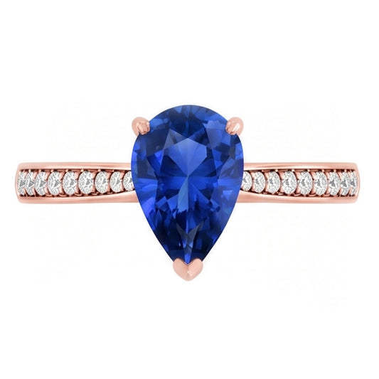 Natural Sapphire Ring 3ct - Rose Gold 14K