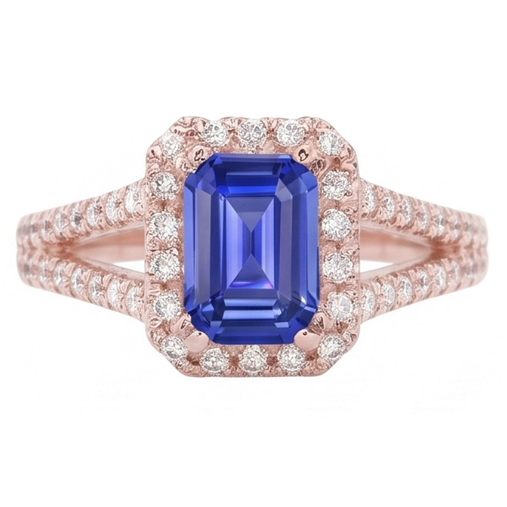 Natural Sapphire Ring 3ct - Rose Gold 14K