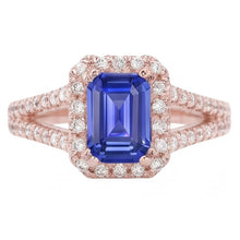 Natural Sapphire Ring 3ct - Rose Gold 14K