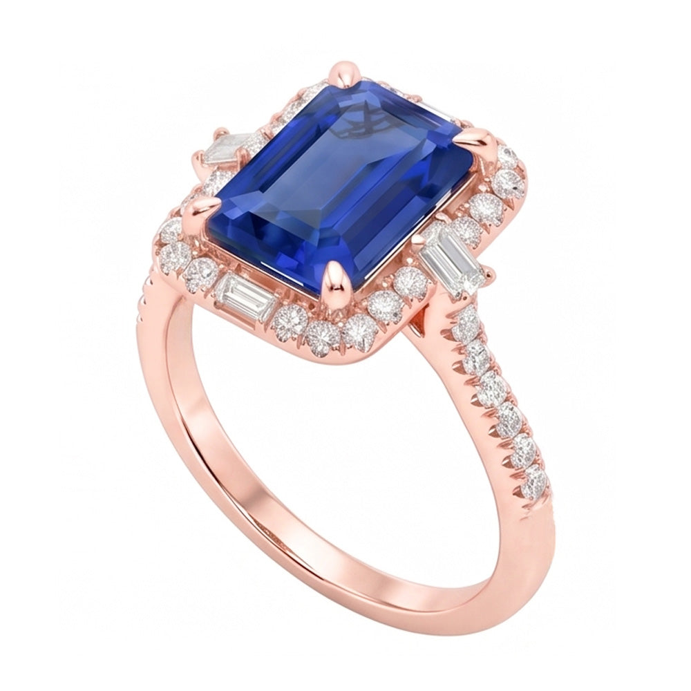 Natural Sapphire Ring 3ct - Rose Gold 14K