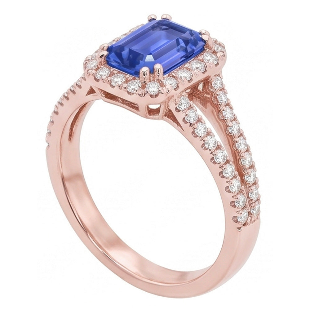 Natural Sapphire Ring 3ct - Rose Gold 14K