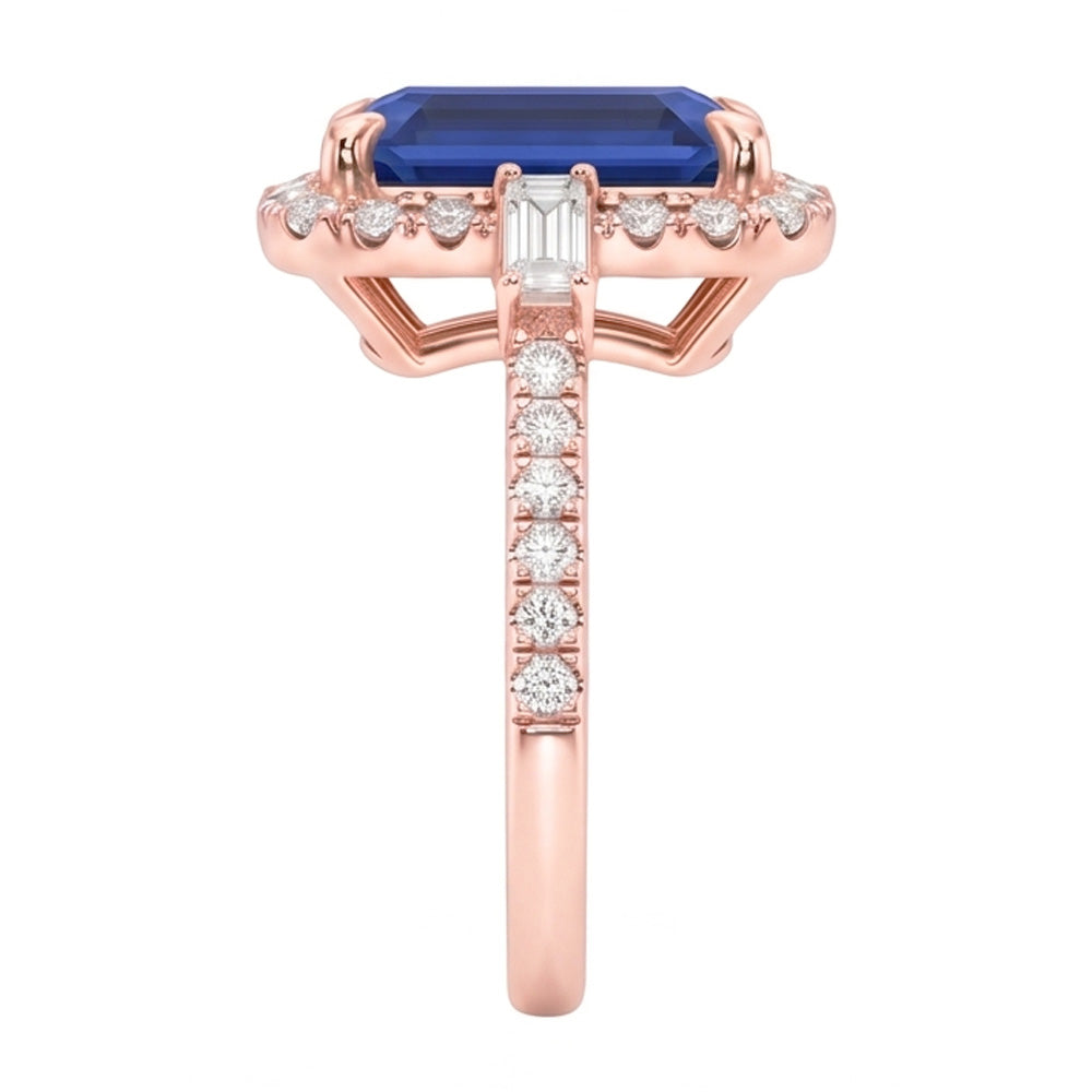 Natural Sapphire Ring 3ct - Rose Gold 14K