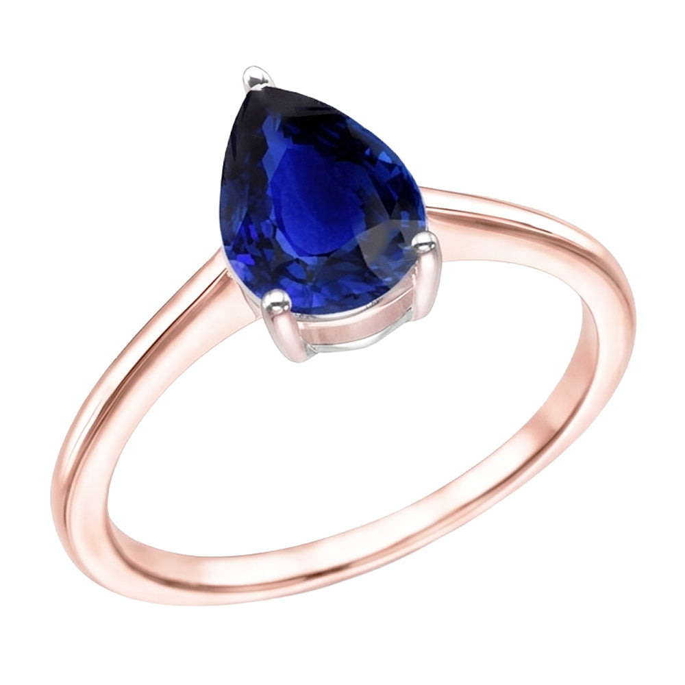 Natural Sapphire Ring 3ct - Two Tone 14K Gold