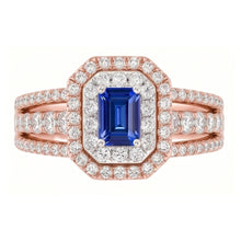 Natural Sapphire Ring 3ct - Two Tone 14K Gold
