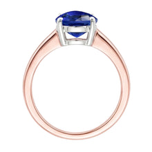 Natural Sapphire Ring 3ct - Two Tone 14K Gold