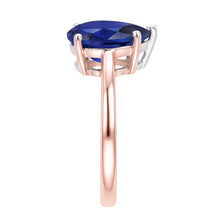 Natural Sapphire Ring 3ct - Two Tone 14K Gold