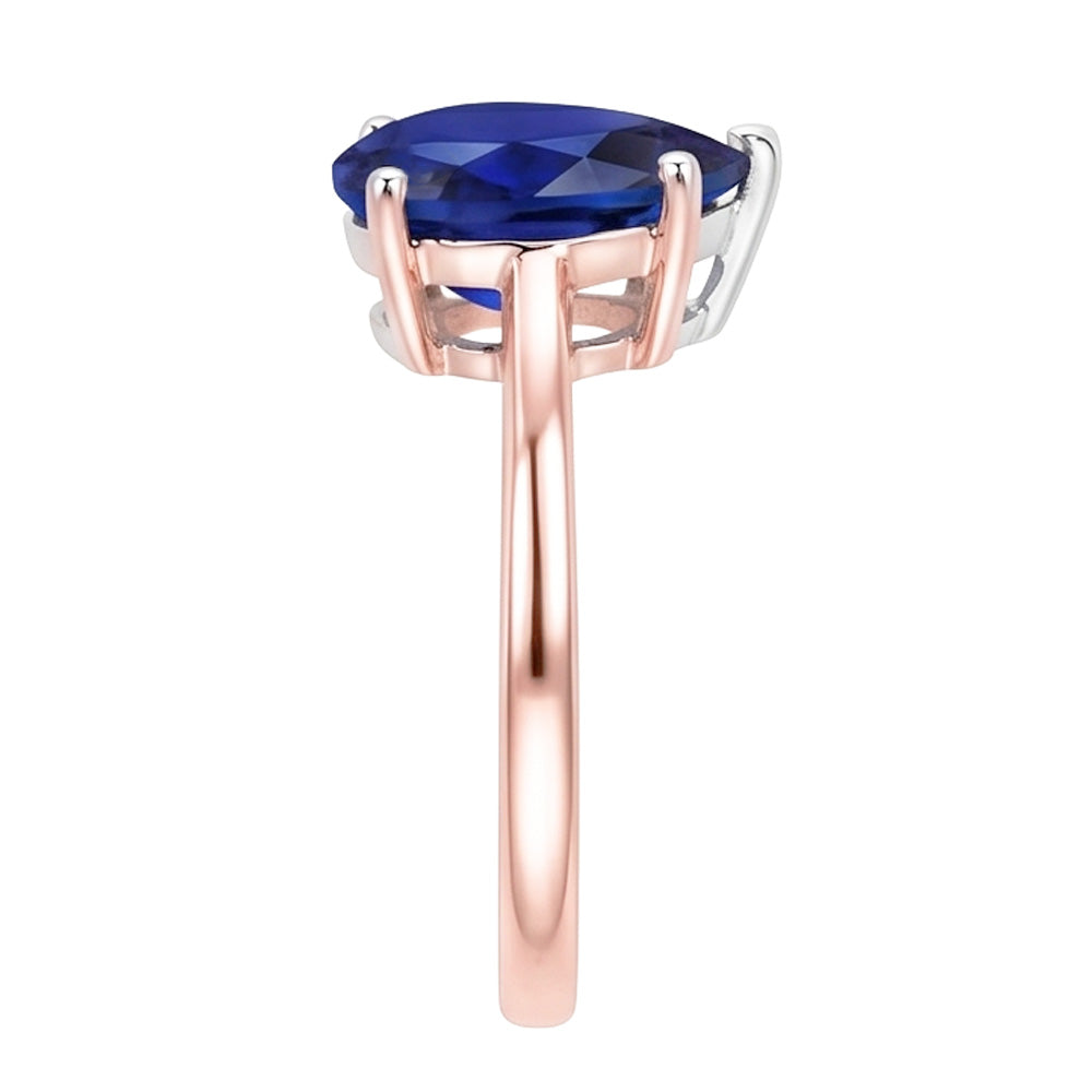 Natural Sapphire Ring 3ct - Two Tone 14K Gold