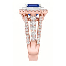 Natural Sapphire Ring 3ct - Two Tone 14K Gold