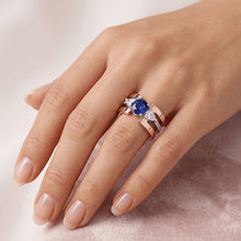 Natural Sapphire Ring 3ct - Two Tone 14K Gold