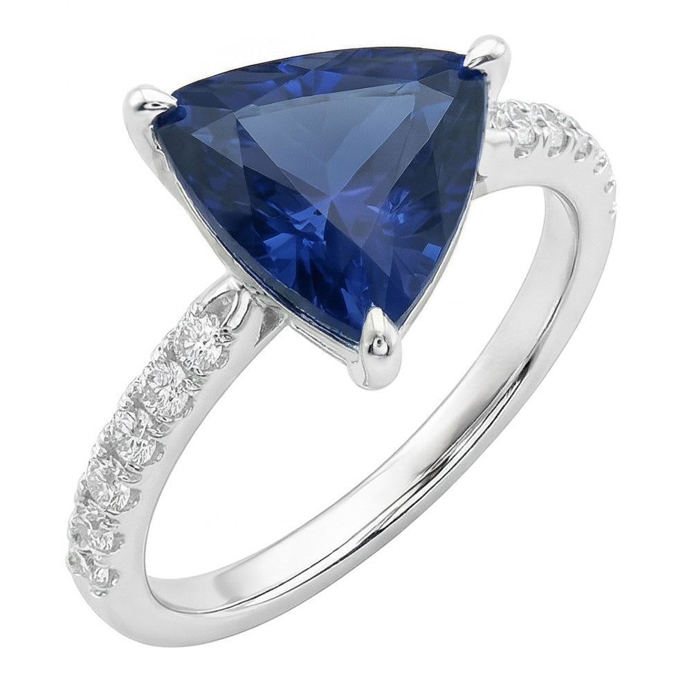 Natural Sapphire Ring 3ct - White Gold 14K