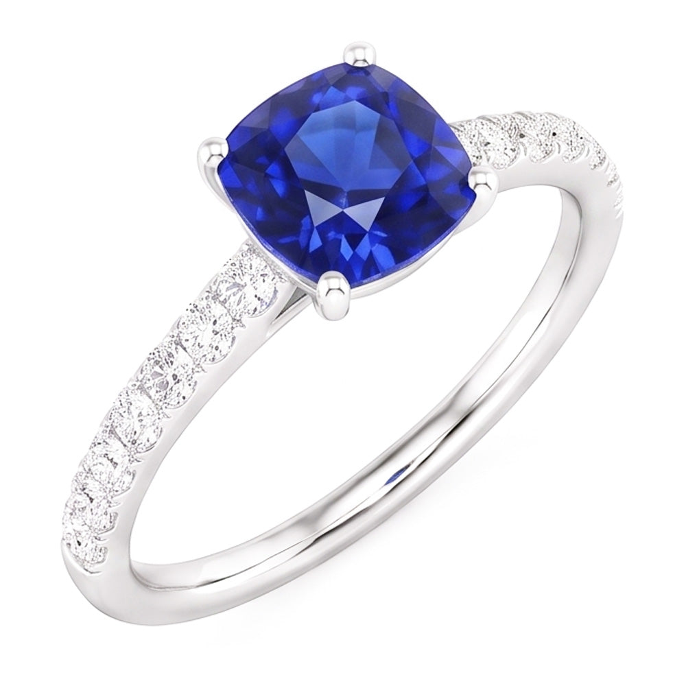 Natural Sapphire Ring 3ct - White Gold 14K