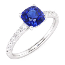 Natural Sapphire Ring 3ct - White Gold 14K