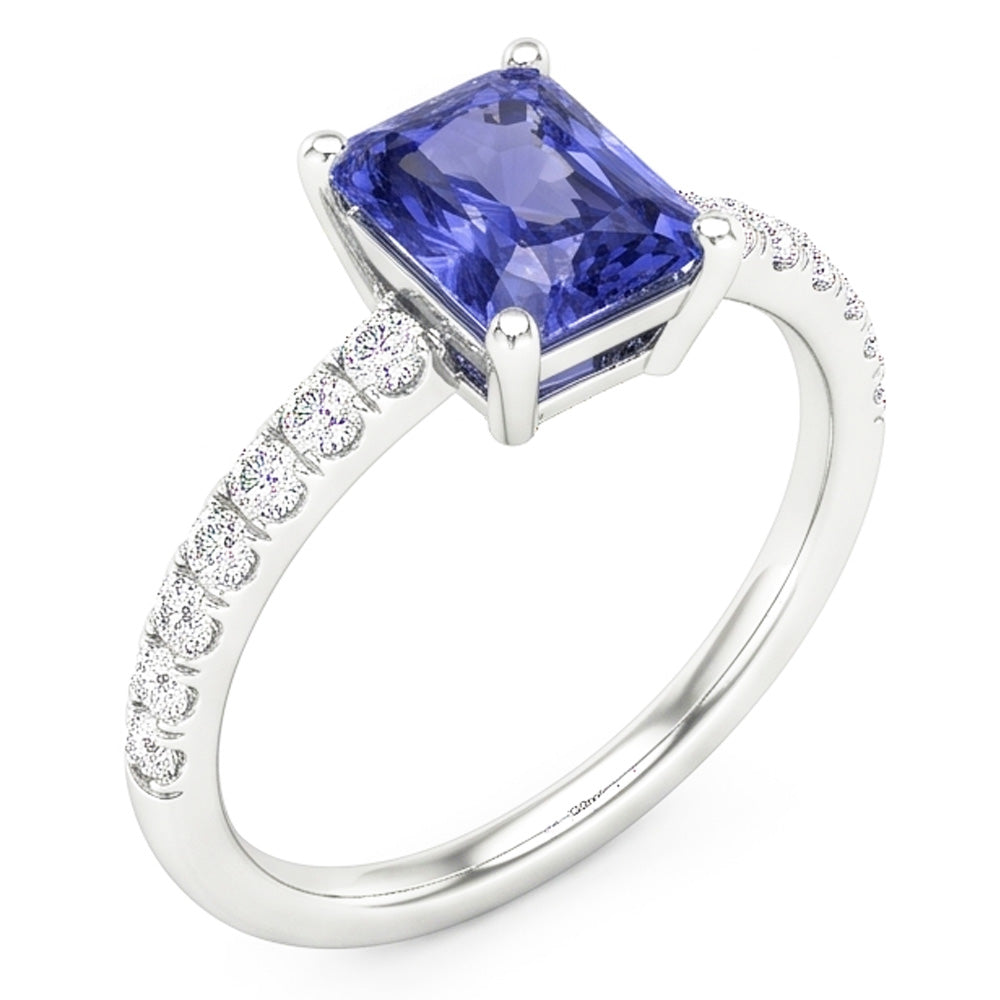Natural Sapphire Ring 3ct - White Gold 14K