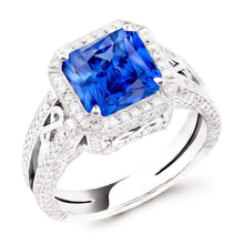 Natural Sapphire Ring 3ct - White Gold 14K