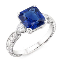 Natural Sapphire Ring 3ct - White Gold 14K