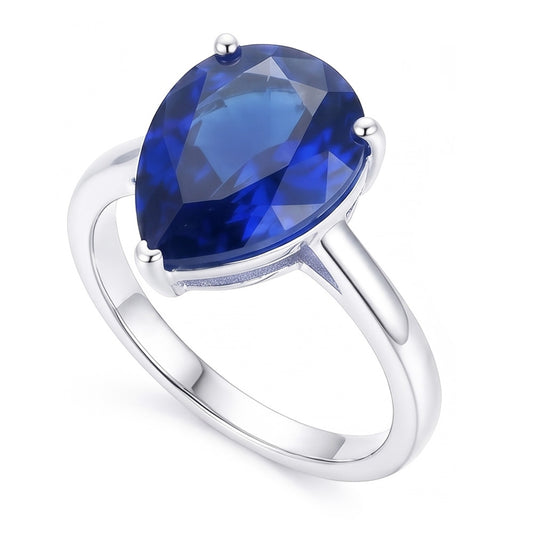 Natural Sapphire Ring 3ct - White Gold 14K