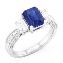 Natural Sapphire Ring 3ct - White Gold 14K