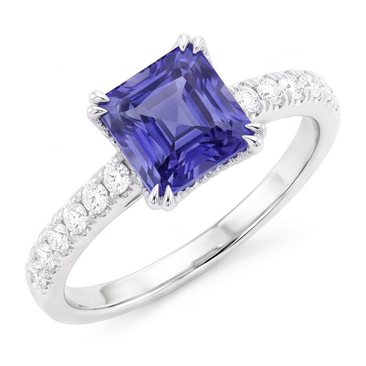 Natural Sapphire Ring 3ct - White Gold 14K