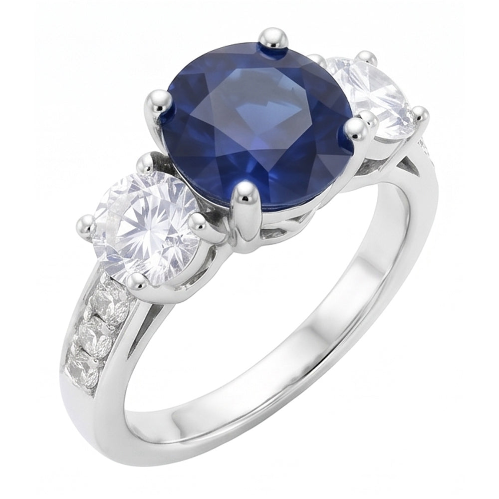 Natural Sapphire Ring 3ct - White Gold 14K