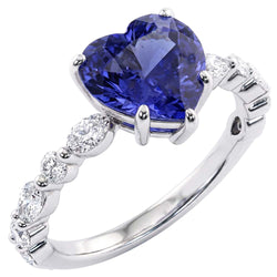 Natural Sapphire Ring 3ct - White Gold 14K