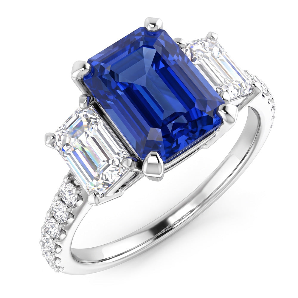 Natural Sapphire Ring 3ct - White Gold 14K