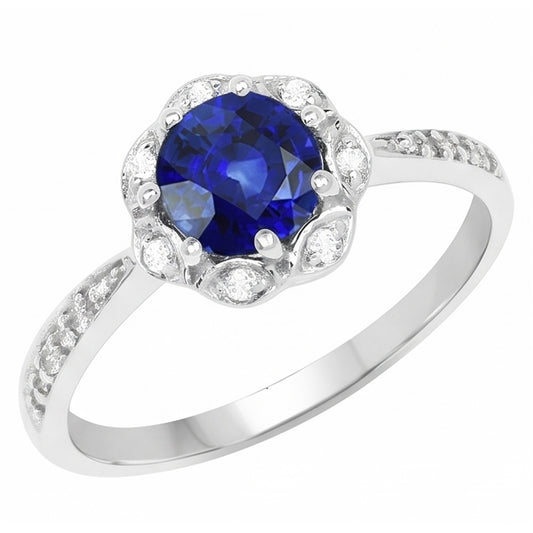 Natural Sapphire Ring 3ct - White Gold 14K