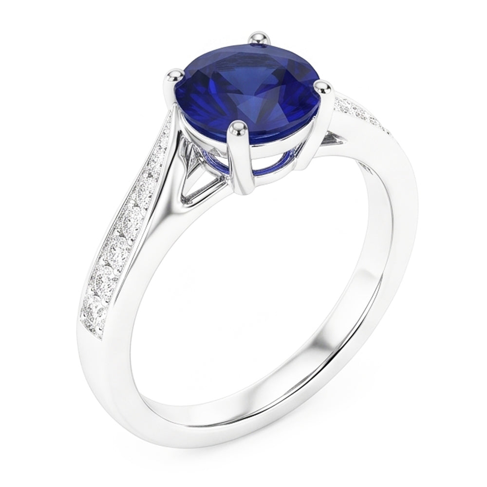 Natural Sapphire Ring 3ct - White Gold 14K