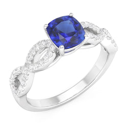 Natural Sapphire Ring 3ct - White Gold 14K