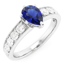 Natural Sapphire Ring 3ct - White Gold 14K