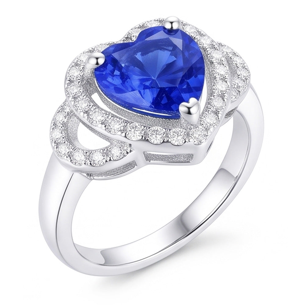 Natural Sapphire Ring 3ct - White Gold 14K