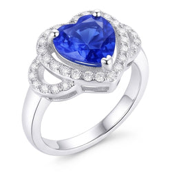 Natural Sapphire Ring 3ct - White Gold 14K