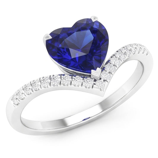 Natural Sapphire Ring 3ct - White Gold 14K