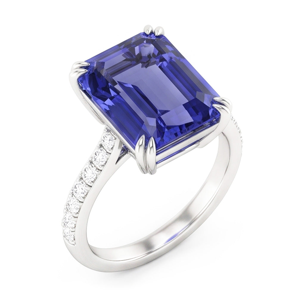 Natural Sapphire Ring 3ct - White Gold 14K