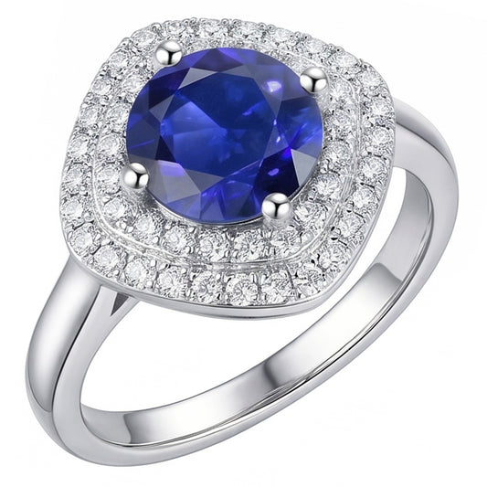 Natural Sapphire Ring 3ct - White Gold 14K