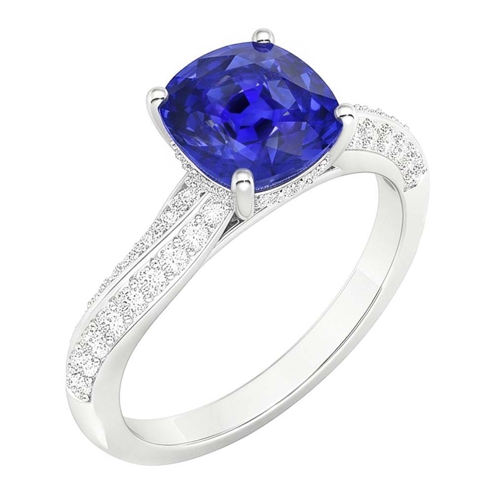 Natural Sapphire Ring 3ct - White Gold 14K